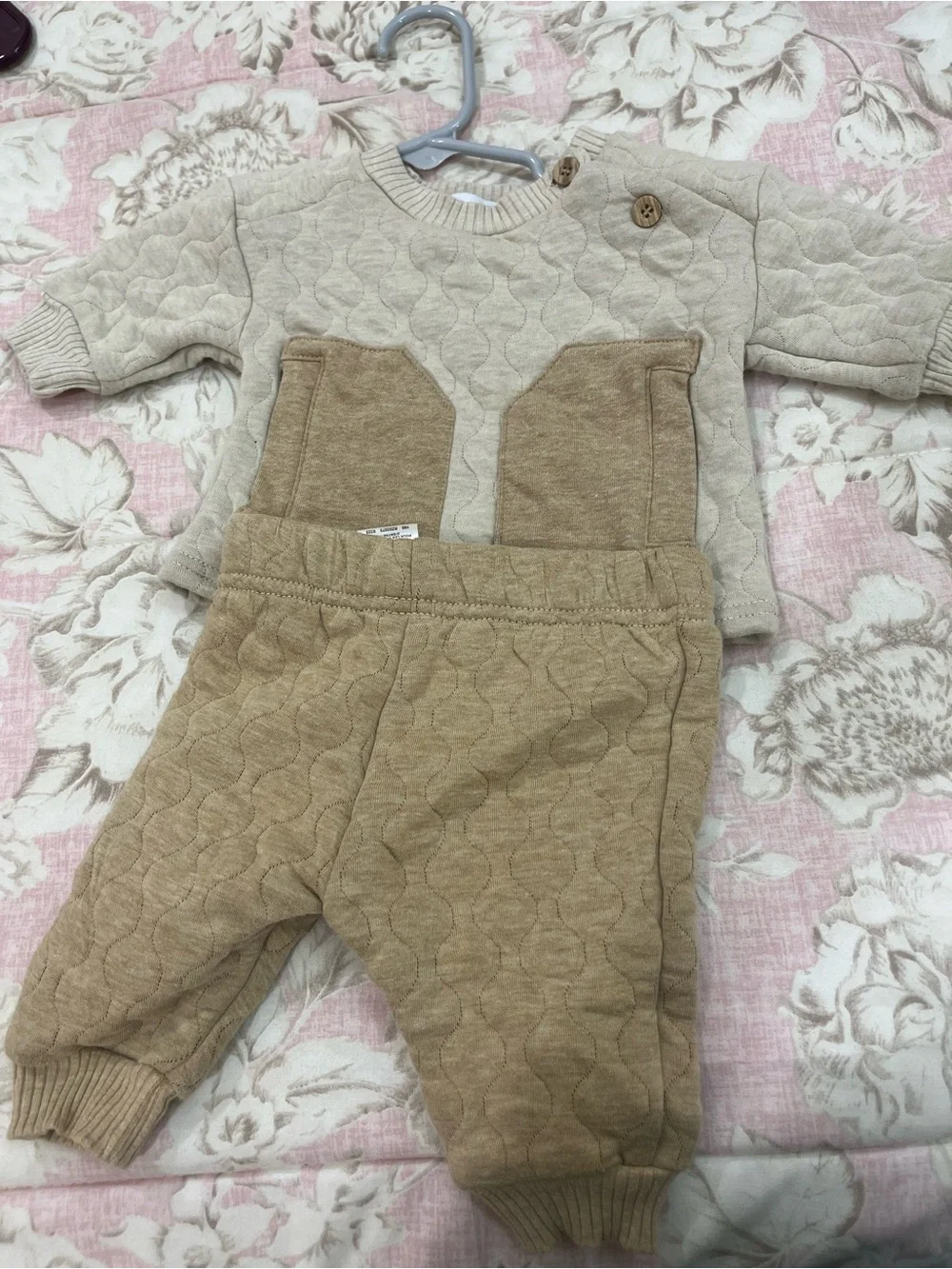 Rachel Zoe Beige and Tan Quilted Kids Matching Set